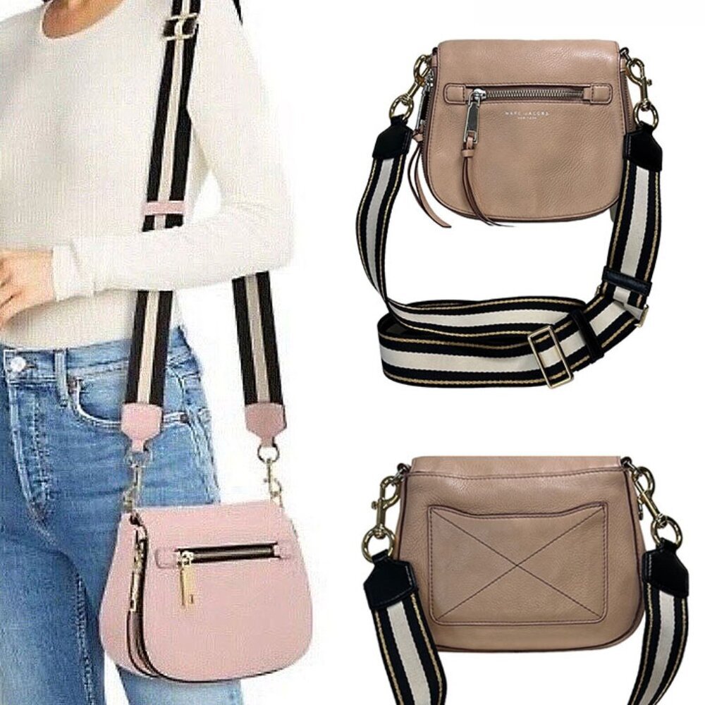 Marc Jacobs Pink Crossbody Bag with Black and White Strap